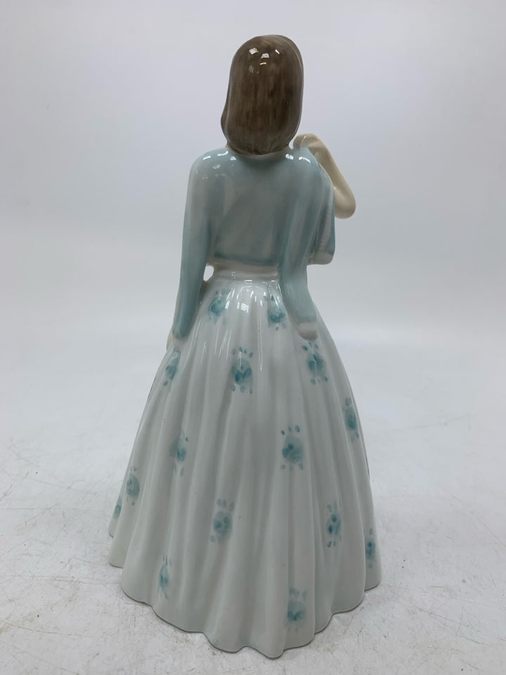 "ANGELA" PORCELAIN WOMAN IN BLUE FLOWER DRESS #HN 4405.