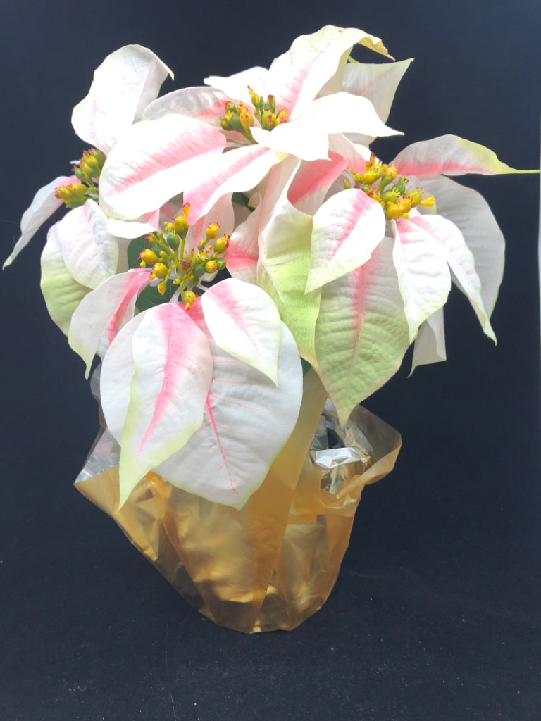 FAUX PINK POINSETTIA PLANT.