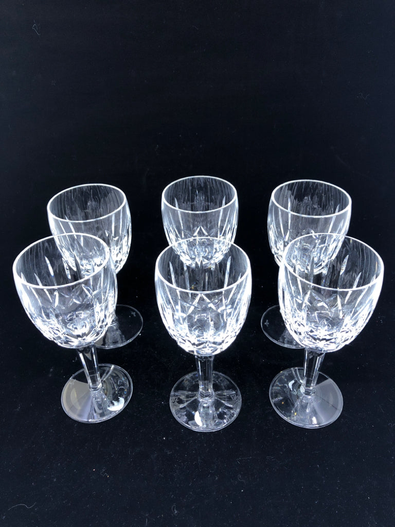 6 CRYSTAL KILDARE WINE GLASSES.