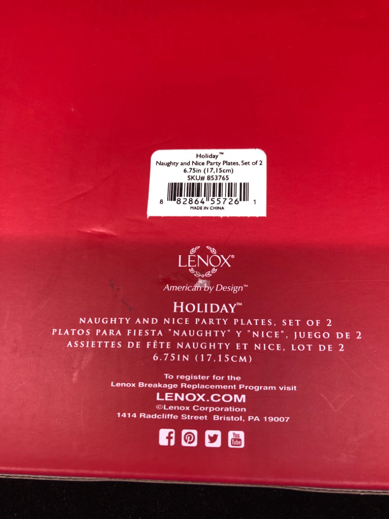 NIB 2 NAUGHTY/NICE PLATES LENOX.