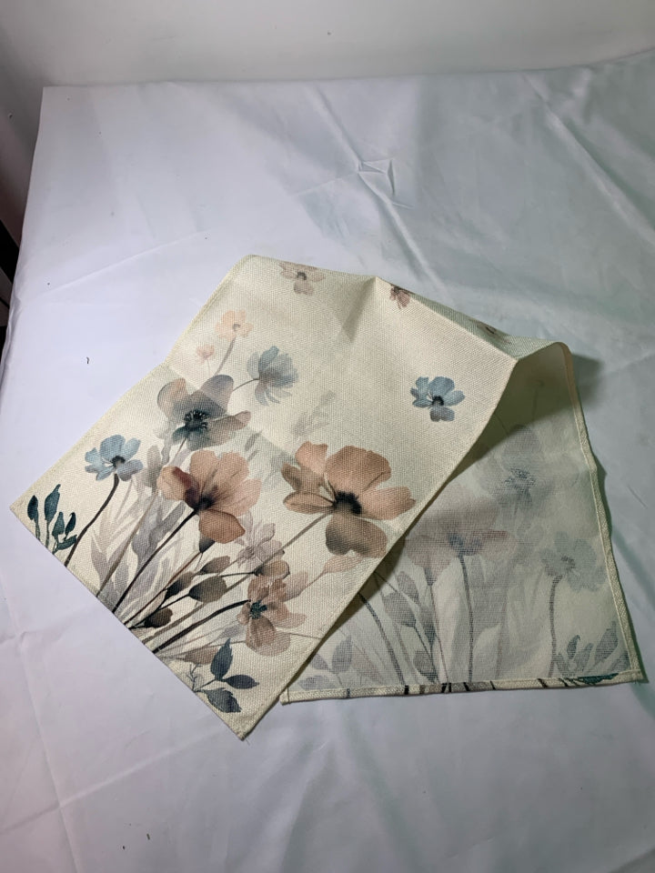 TAN FLORAL TABLE RUNNER.