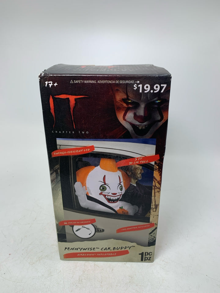 NIB INFLATABLE PENNYWISE CAR BUDDY.