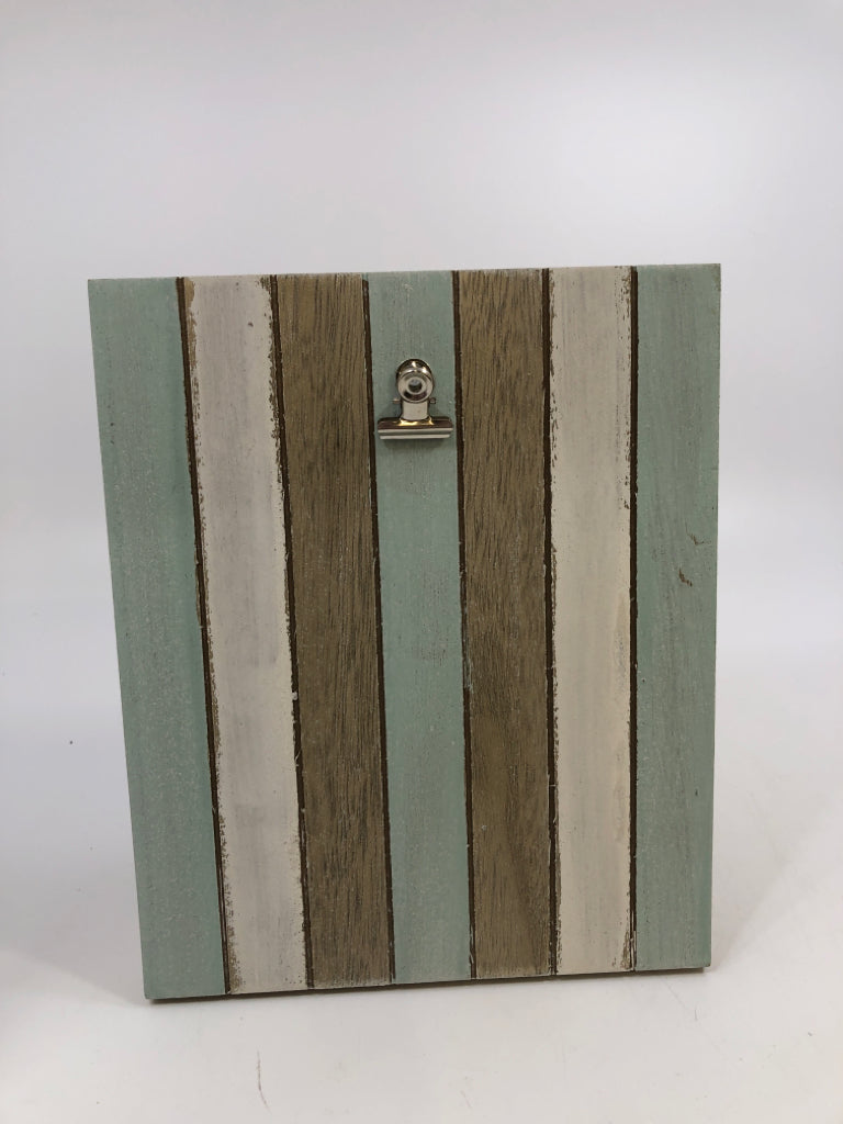 TEAL WHITE STRIPE CLIP PHOTO FRAME.