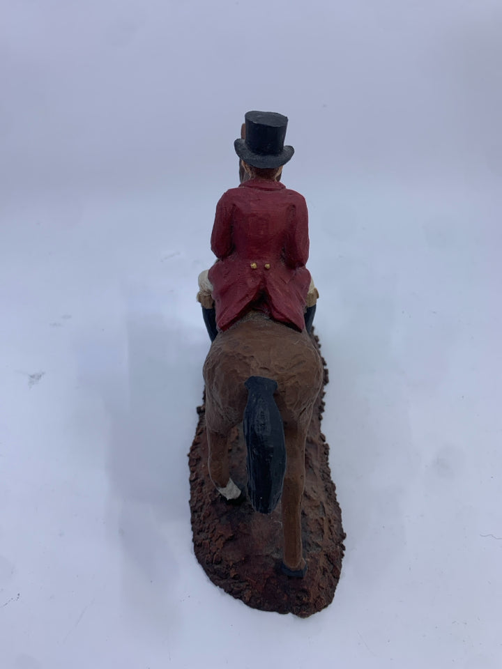 RESIN HORSE RIDER W/ TOP HAT.