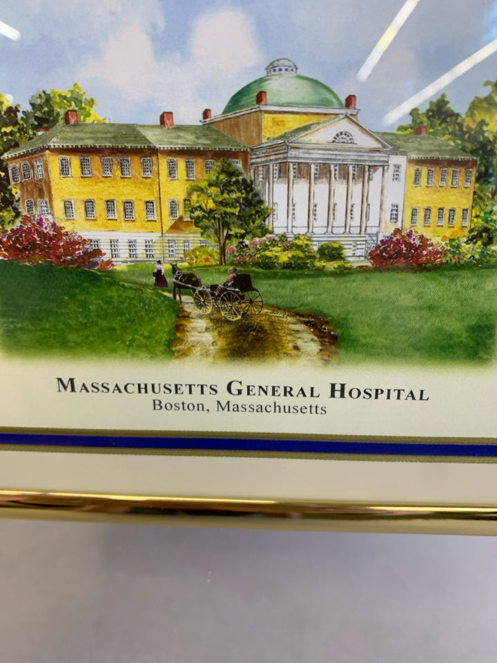 MASS GENERAL HOSPITAL -MIRROR W SCHOOL/ GOLD FRAME.