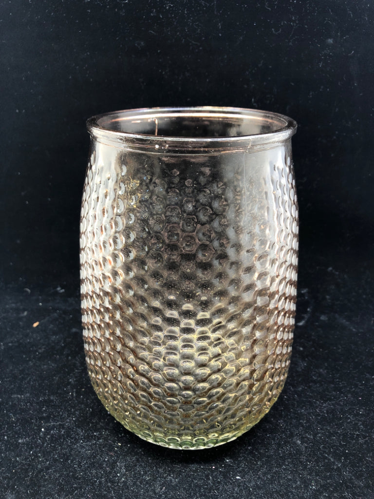 TEXTURED BROWN VASE/ CANDLE HOLDER.