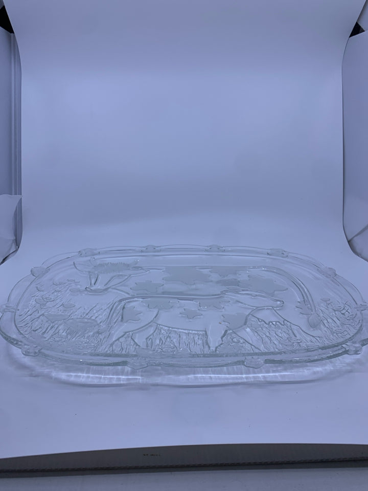 GLASS FROSTED PLATTER W/2 COWS.