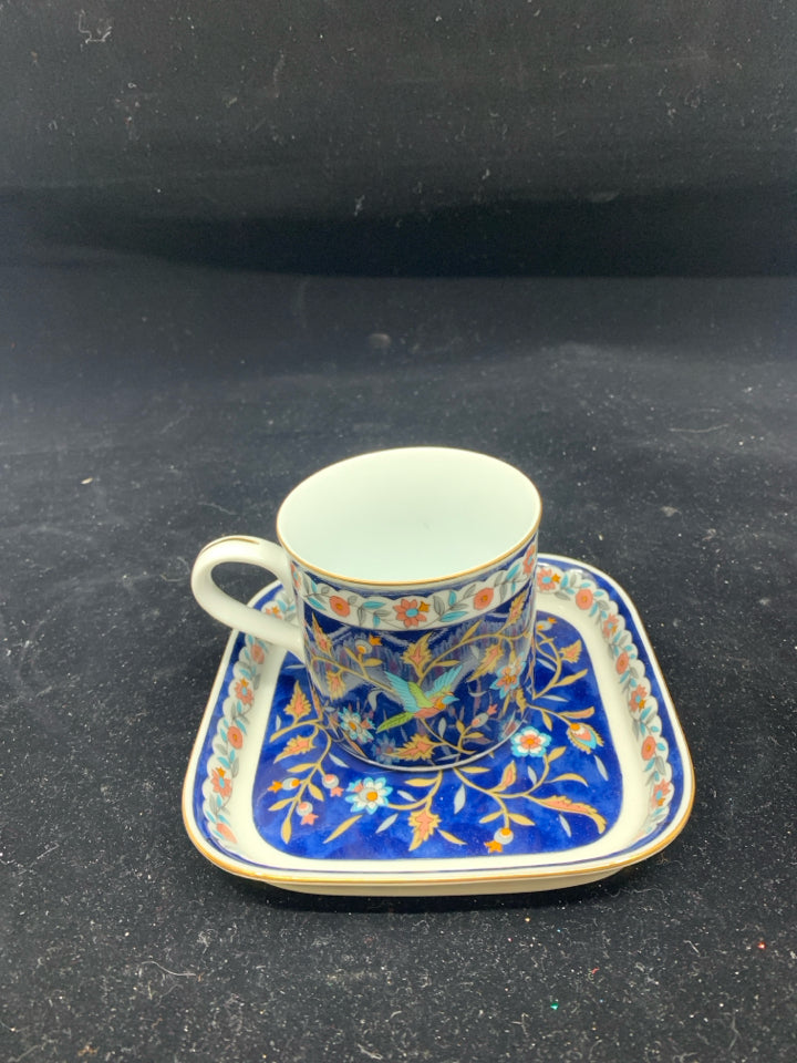 SILK ROAD BLUE FLORAL TEA CUP AND SAUCER.