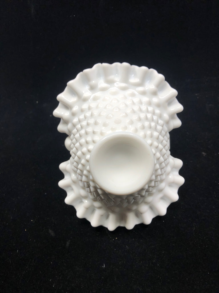 VTG MILK GLASS HOBNAIL BASKET.