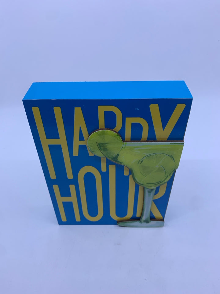 HAPPY HOUR BLUE STANDING SIGN.