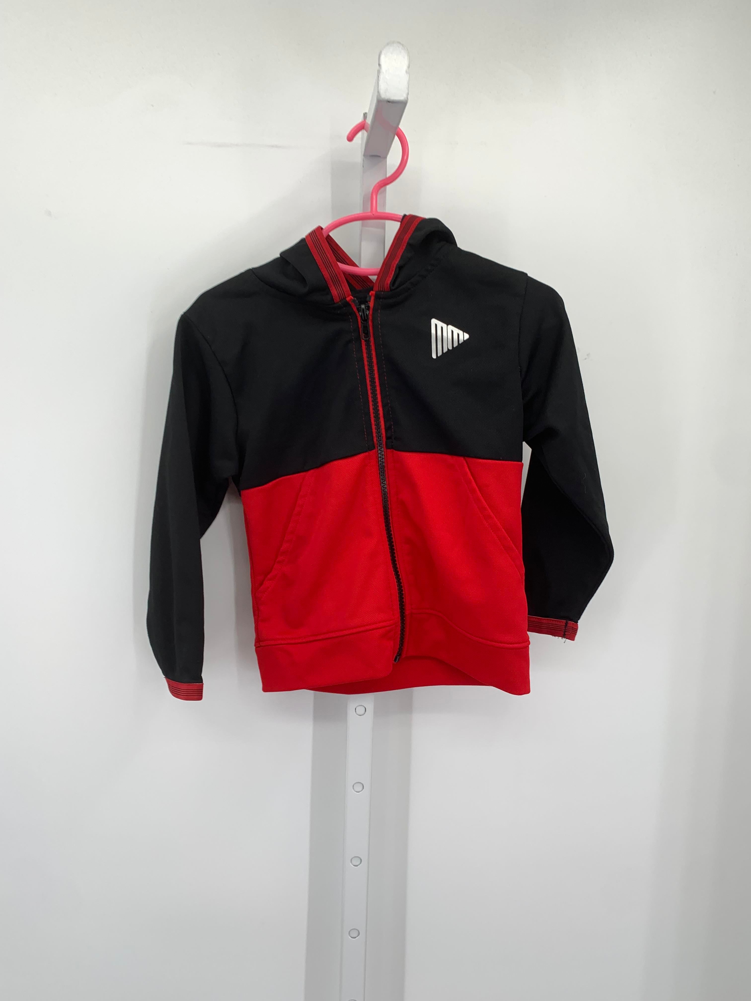 RED HOODED ZIP KNIT