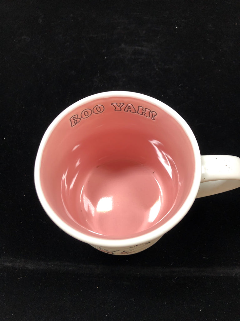 BOO YAH PINK GHOST MUG.