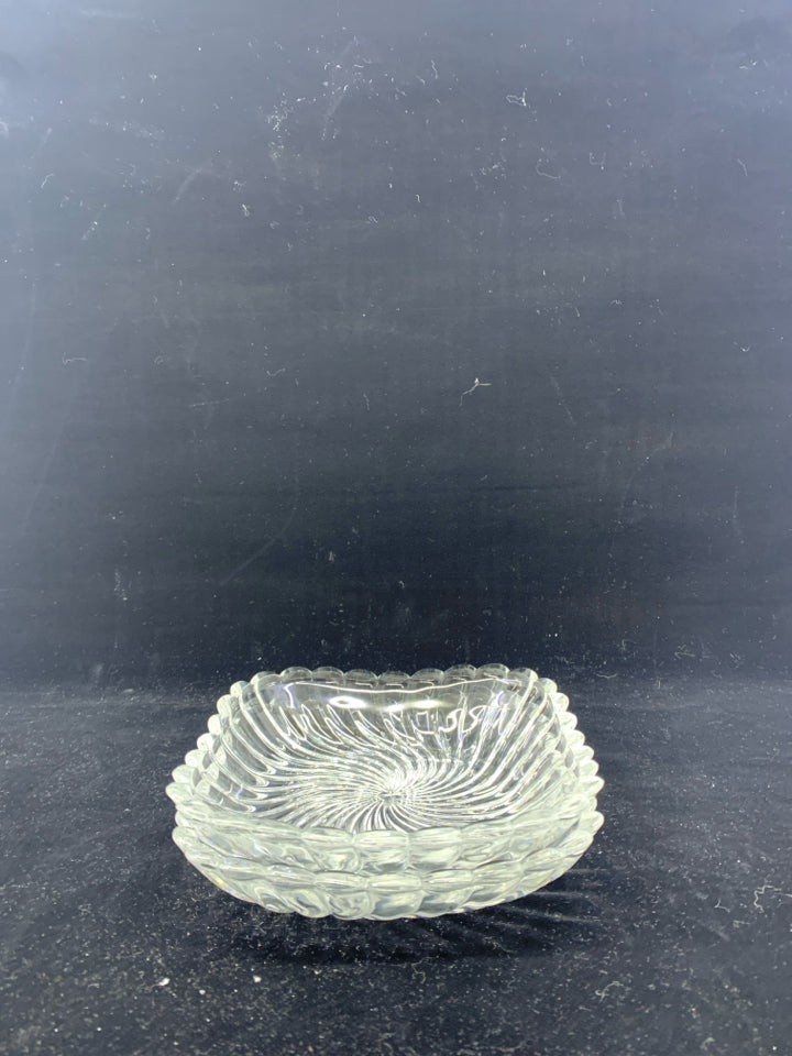 2 SQUARE SWIRL PATTERN SCALLOP EDGE BOWLS.