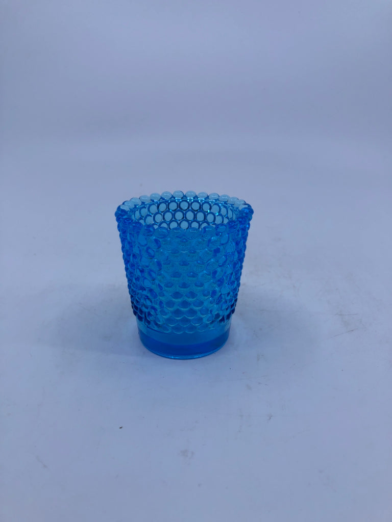 HOBNAIL GLASS TOOTHPICK HOLDER BLUE.