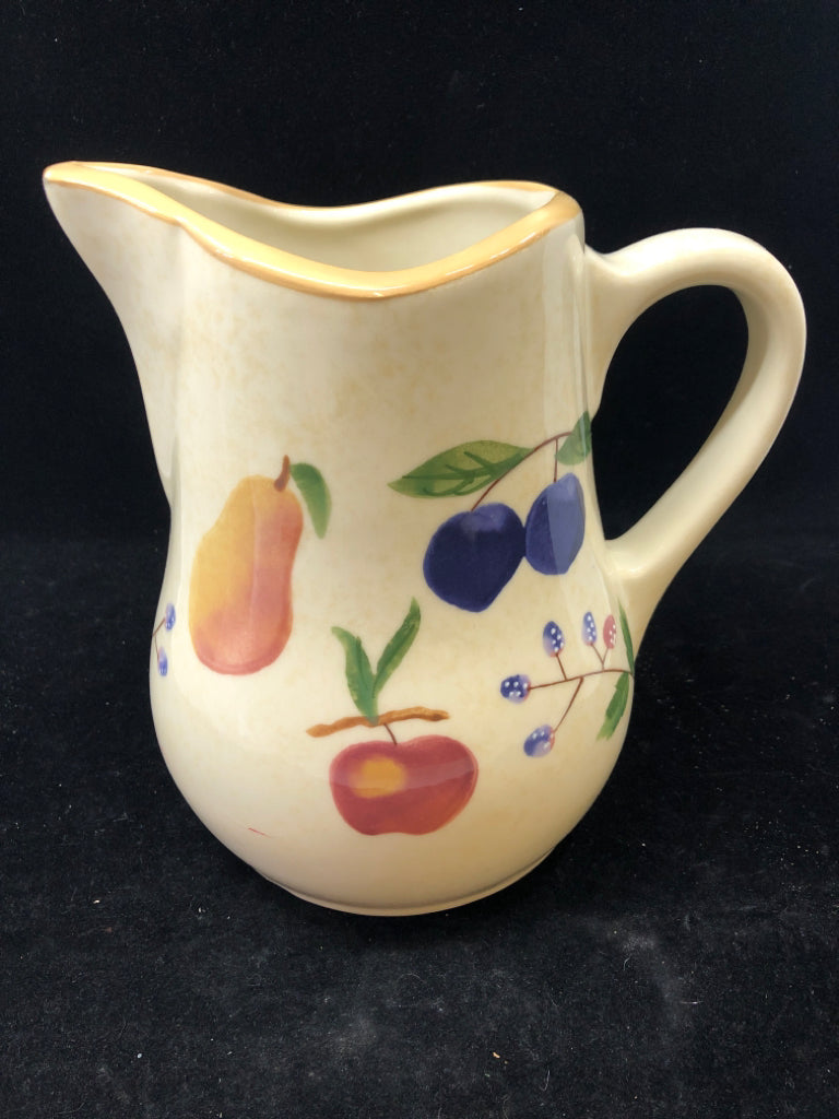 VTG TALL CREAM PITCHER FRUIT.