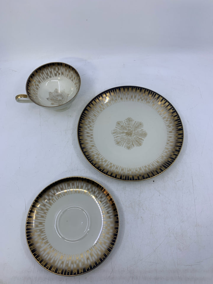 3 PC BLACK EDGE W/ GOLD DETAILS.