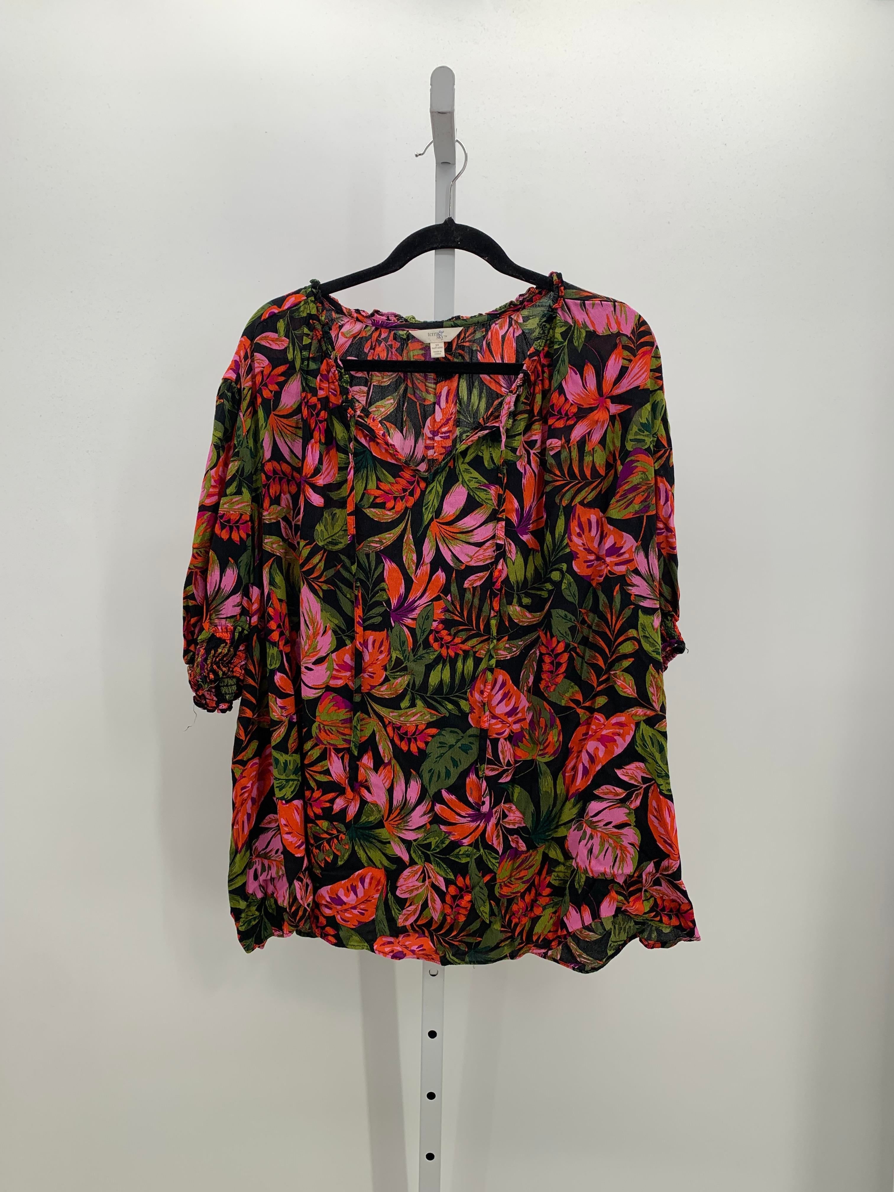 Terra & Sky Size 3X Womens Short Sleeve Shirt