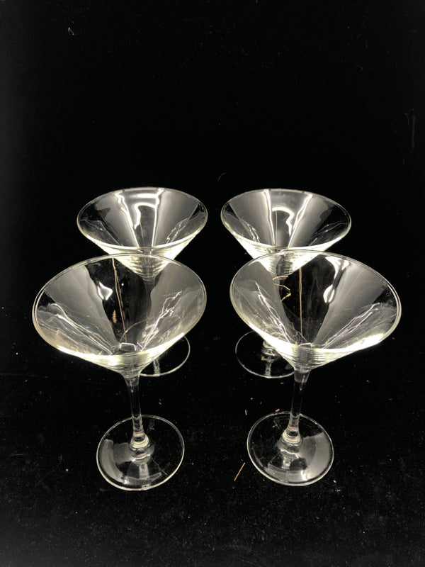 4 MARTINI GLASSES.