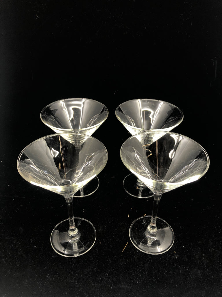 4 MARTINI GLASSES.