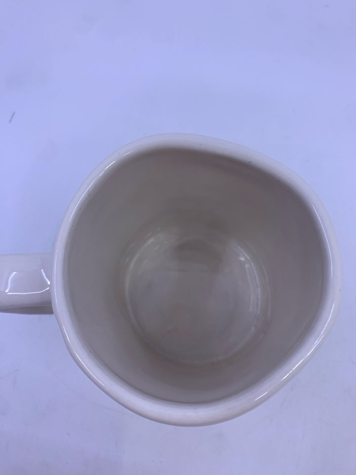 WHITE "BARK" COFFEE MUG-RAE DUNN.