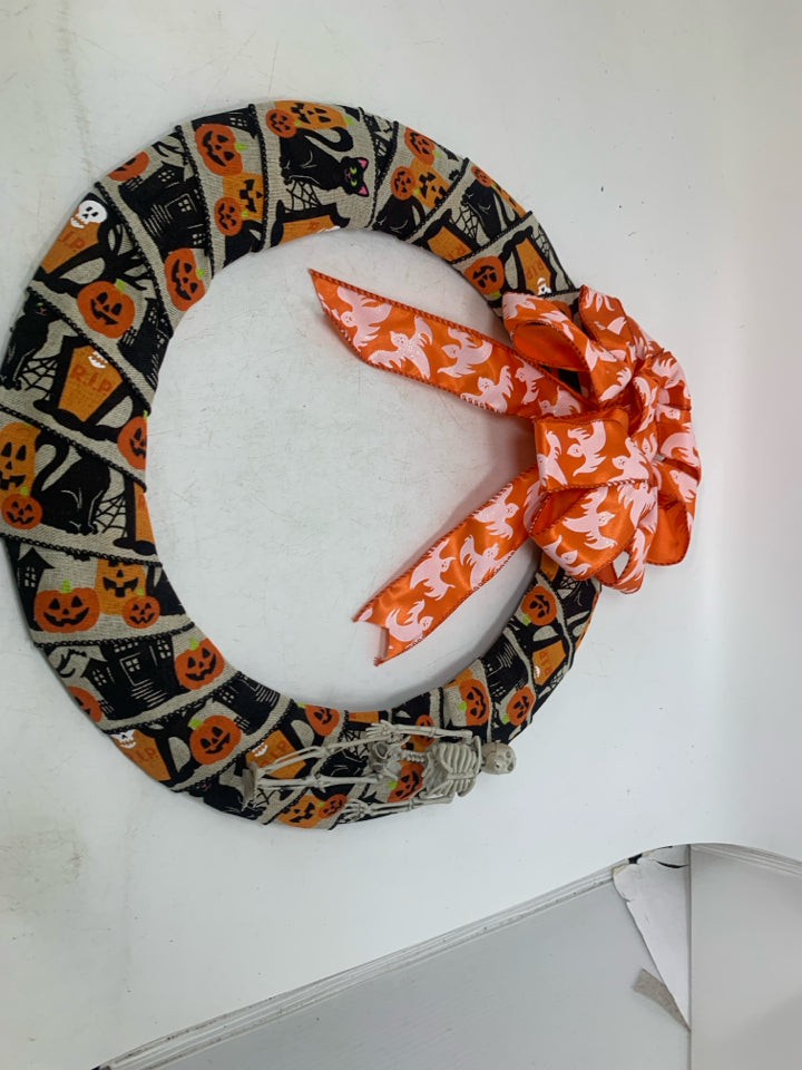 HALLOWEEN RIBBON WRAPPED WREATH.