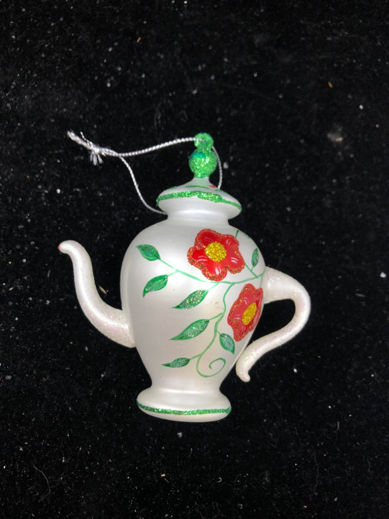 GLITTER TEAPOT ORNAMENT.