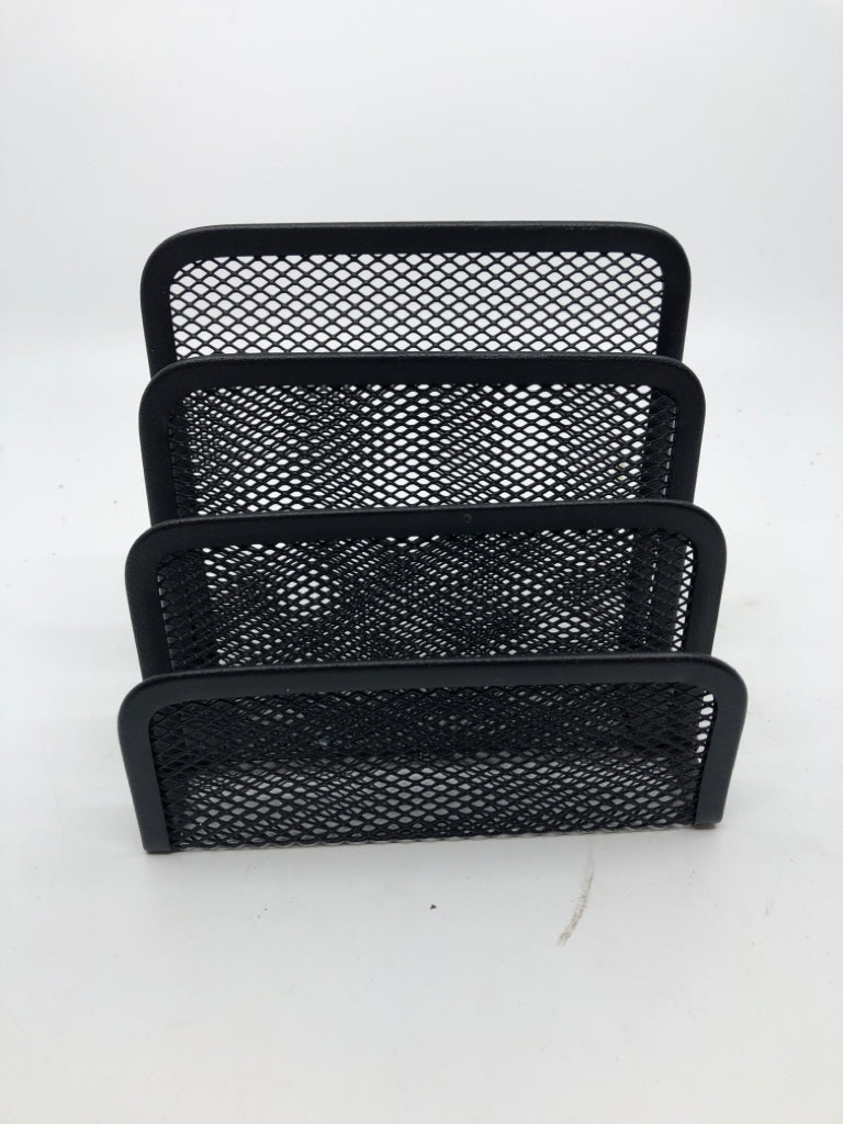 BLACK METAL MESH DESK PAPER ORGANIZER.