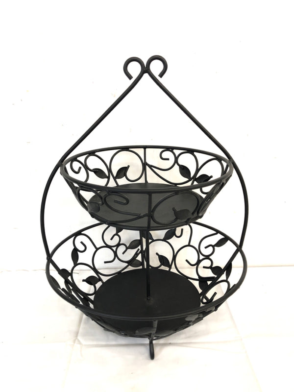 BLACK TWO TIER SCROLL DESIGN CENTERPIECE.