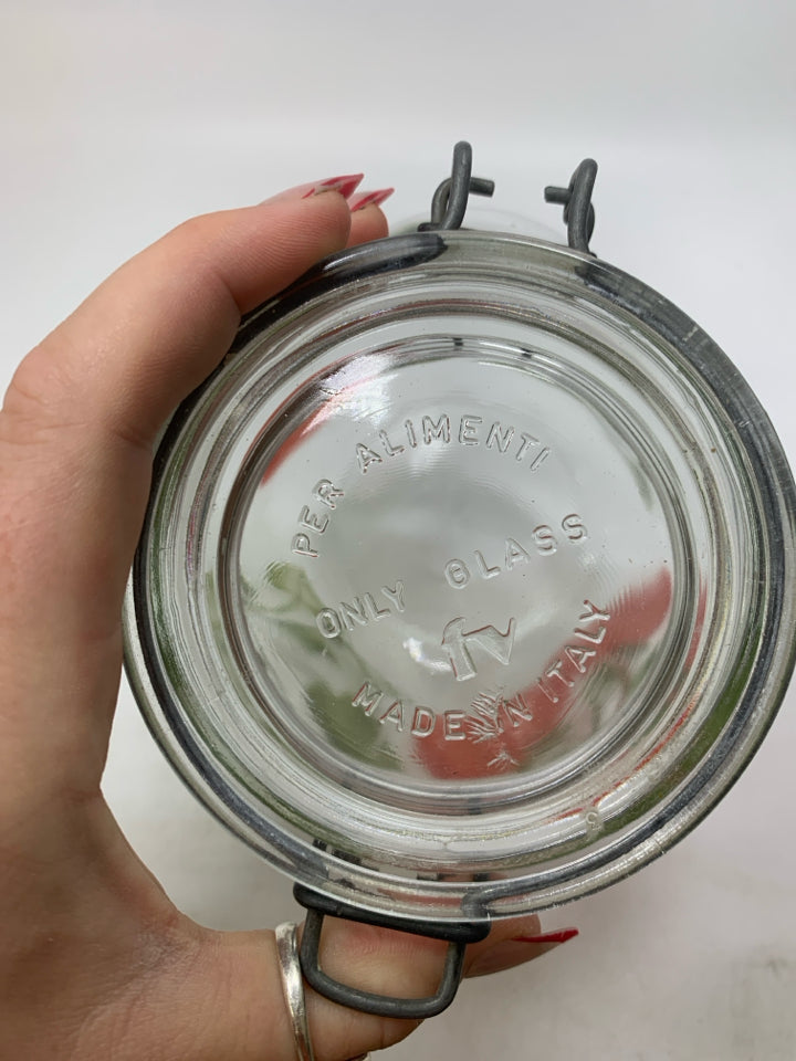 PER ALIMENTI GLASS PAINTED APPLE JAR.