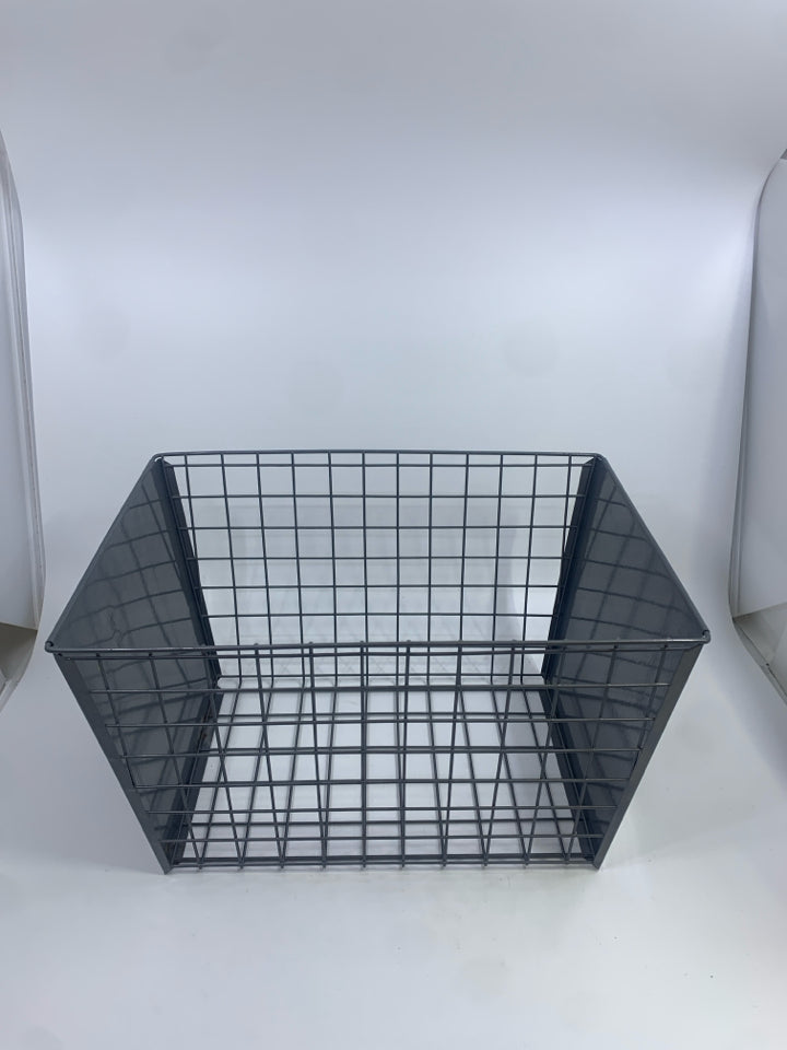 GREY METAL BASKET.