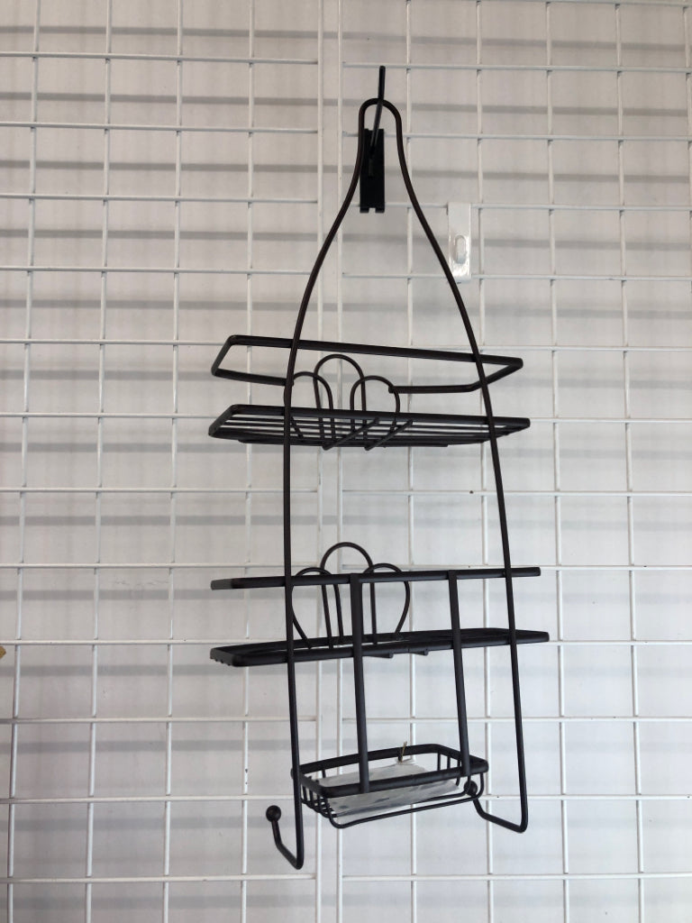 2 TIER BROWN METAL SHOWER ORGANIZER W/SOAP DISH.