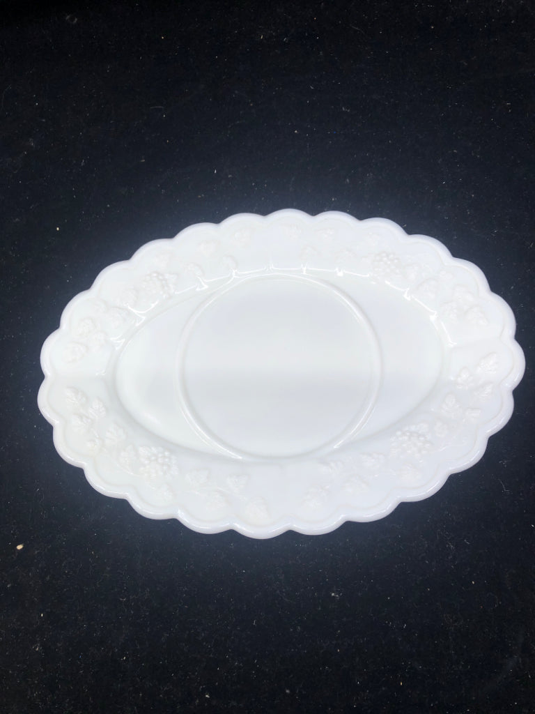 MILK GLASS CANDLE PLATE.