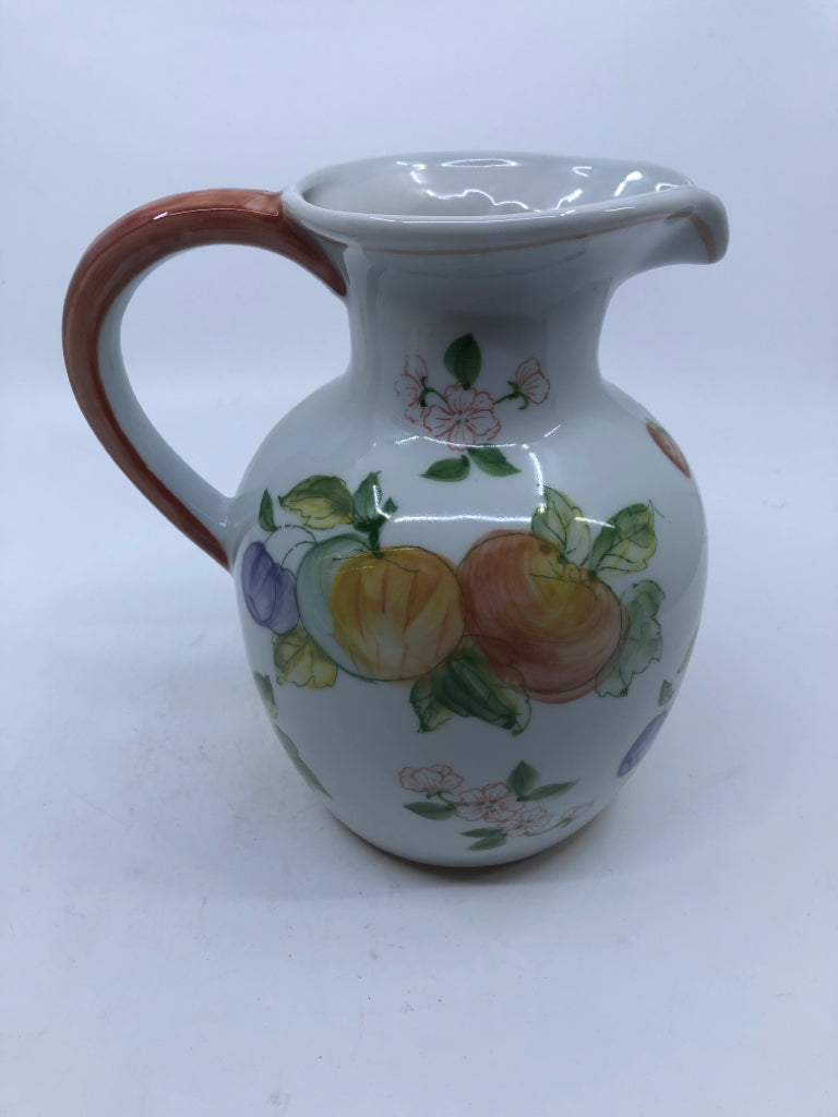 FRUIT PAINTED WHITE PITCHER - ANDREA BY SADEK.