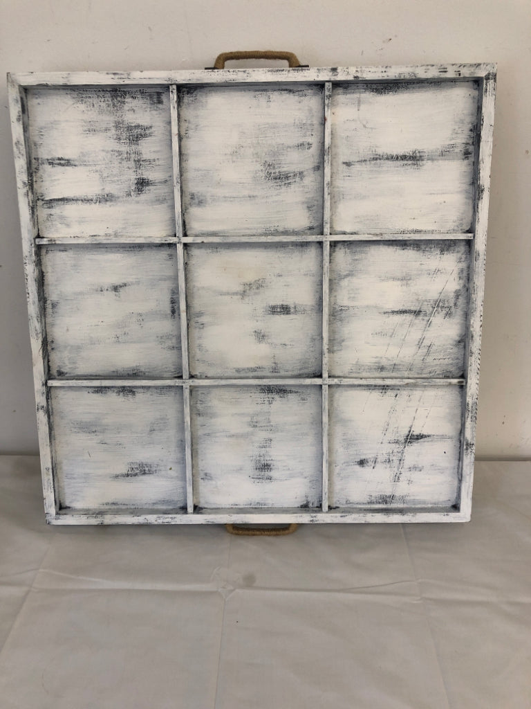 WHITE DISTRESSED 9 DIVIDED DECORATIVE TRAY