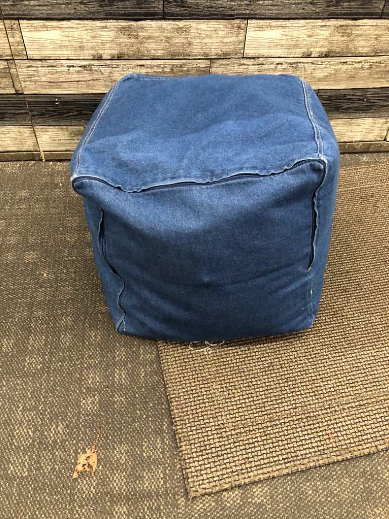 DENIM SQUARE OTTOMAN/ FOOT POOF.