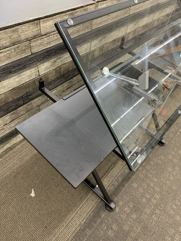 ARTISTS DESK W/ANGLED TOP & STORAGE.