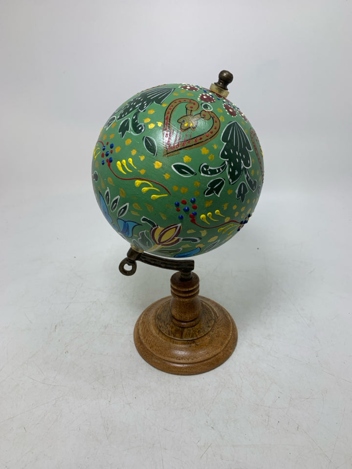 PAINTED DECORATIVE GLOBE.