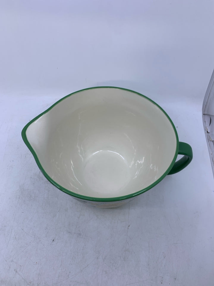 CERAMIC BATTER BOWL W/ YELLOW BLUE FLOWERS.