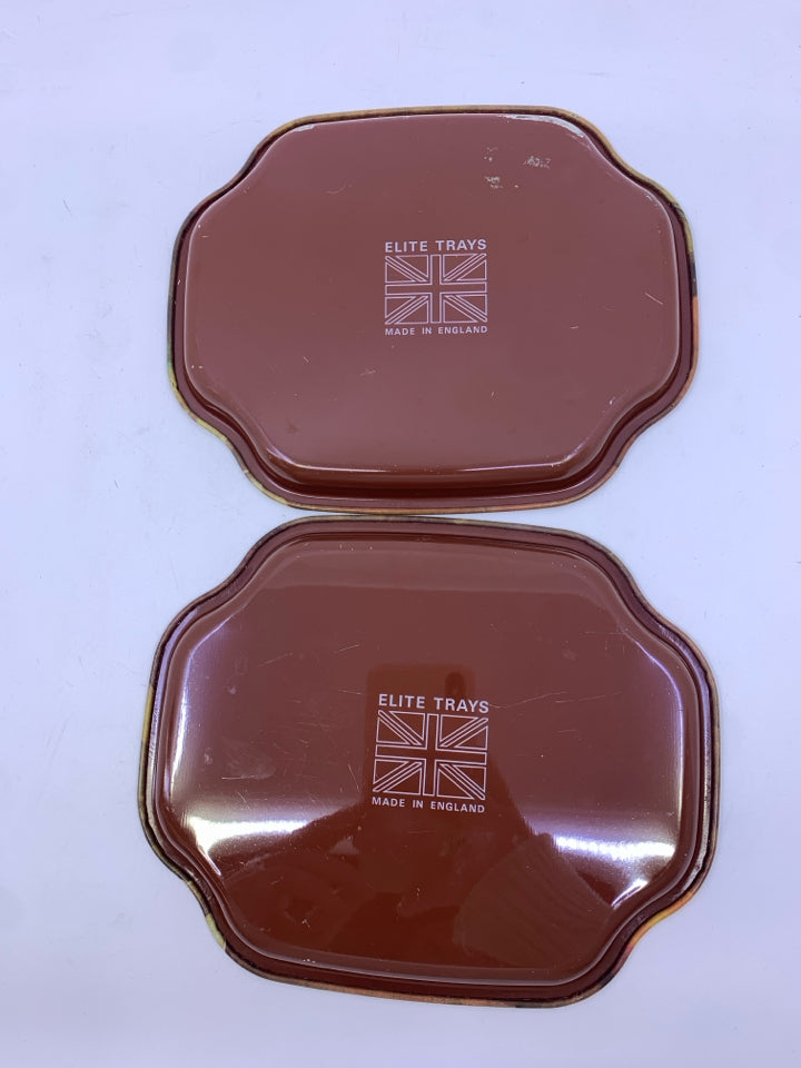 2 VTG FRUIT AND WINE METAL TRAYS.
