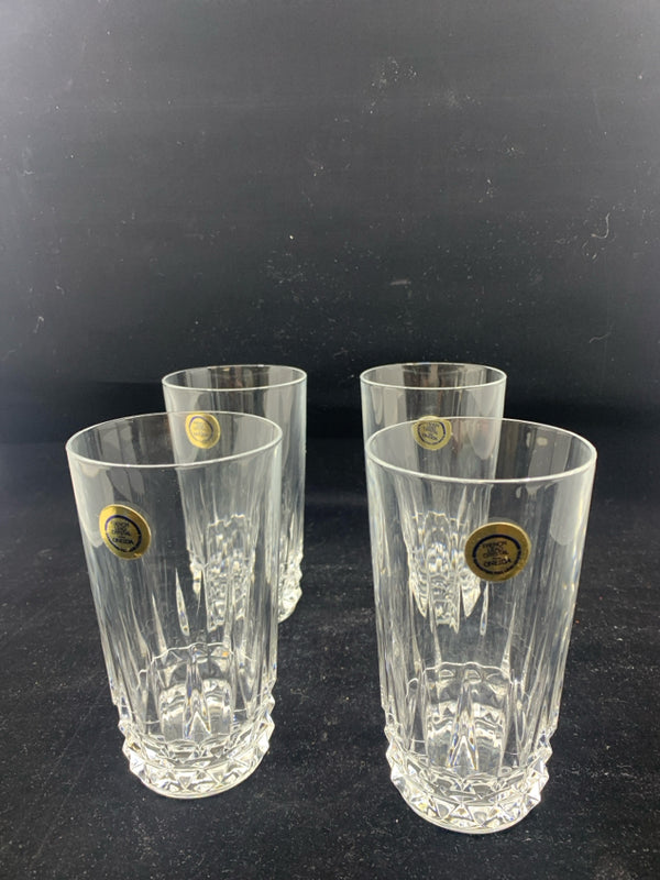 4 ONEIDA CRYSTAL WATER GLASSES.