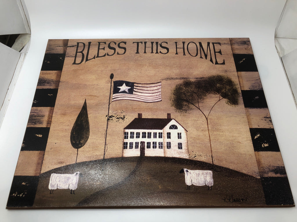 BLESS THIS HOME WOOD WALL SIGN.