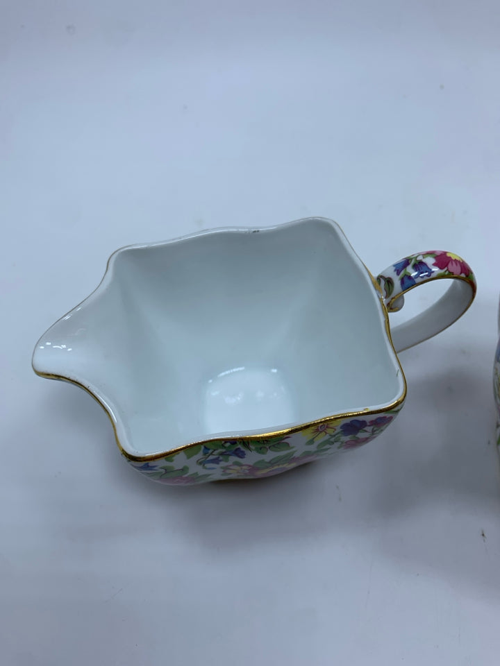 VTG FLORAL ROYAL COTSWOLDS CREAMER/SUGAR SET.