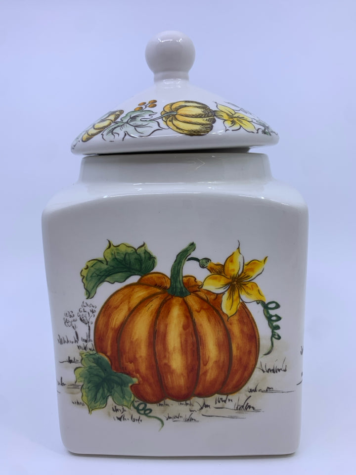 WHITE SQUARE PUMPKIN CANISTER.