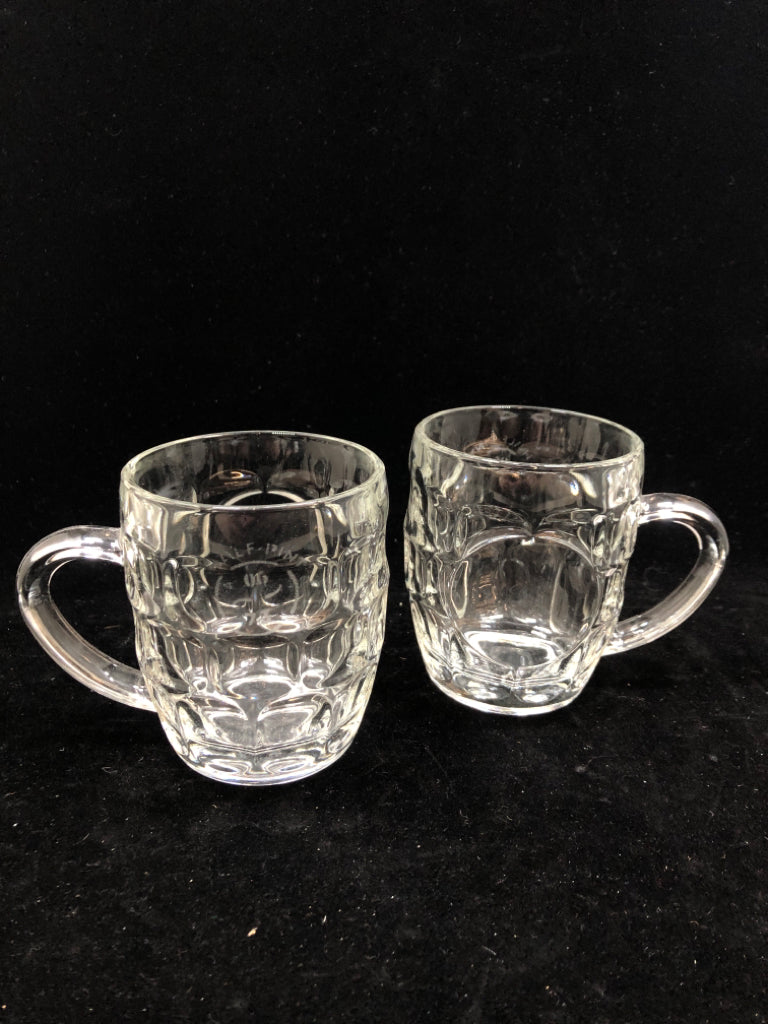 2 THUMBPRINT CUT GLASS MUGS.