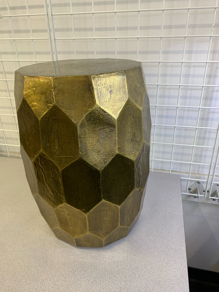 GOLD HEXAGONAL END TABLE.