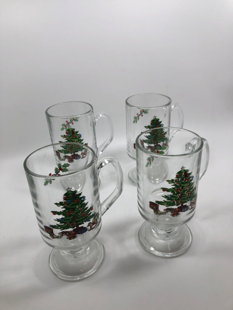 4 FOOTED CHRISTMAS TREE IRISH COFFEE CUPS