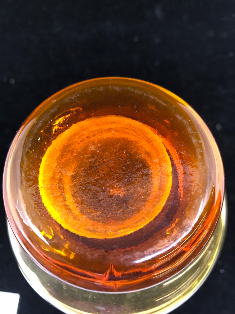 VTG RED AND YELLOW GLASS VASE.