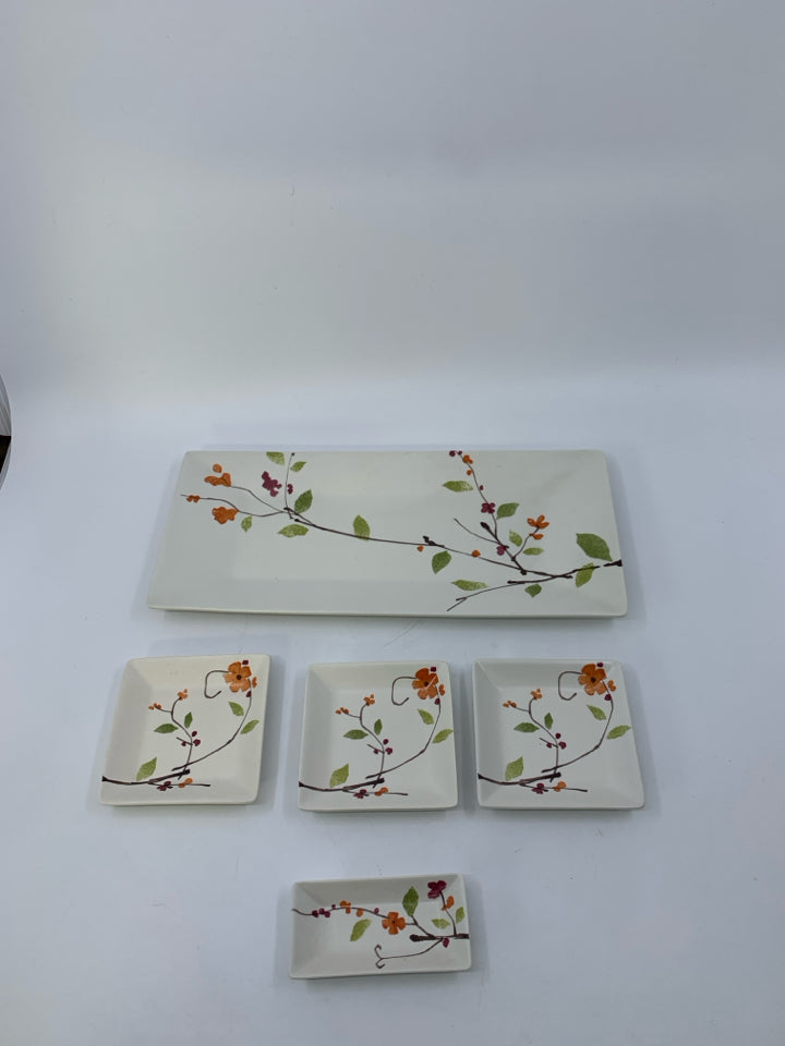 5 PC AKINA FLORAL JAPANESE SUSHI SET.