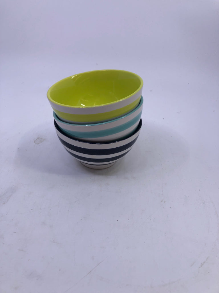 3 STRIPED COLORFUL SMALL BOWLS.