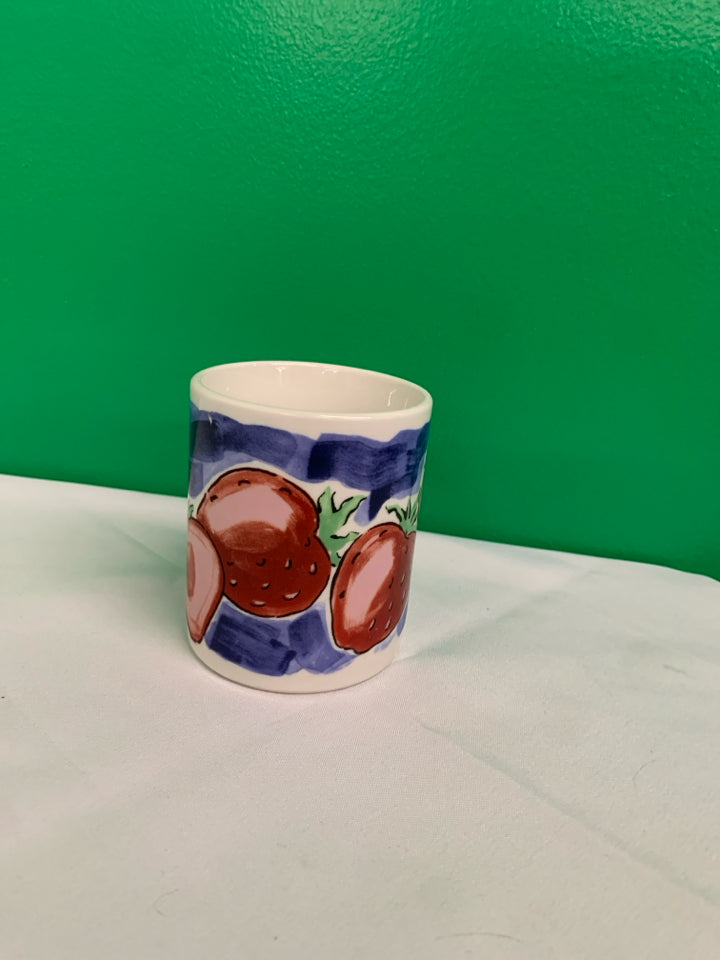 WHITE STRAWBERRY MUG.